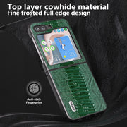 For Samsung Galaxy Z Flip5 ABEEL Genuine Leather Weilai Series Phone Case(Green)