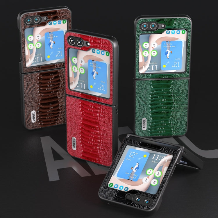 For Samsung Galaxy Z Flip5 ABEEL Genuine Leather Weilai Series Phone Case(Green)