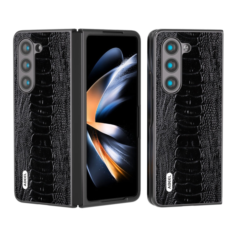 For Samsung Galaxy Z Fold5 ABEEL Genuine Leather Weilai Series Phone Case(Black)