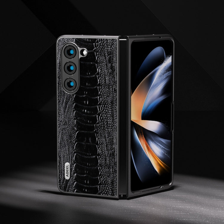 For Samsung Galaxy Z Fold5 ABEEL Genuine Leather Weilai Series Phone Case(Black)