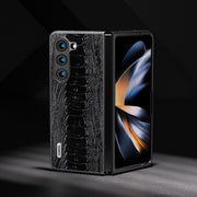 For Samsung Galaxy Z Fold5 ABEEL Genuine Leather Weilai Series Phone Case(Black)