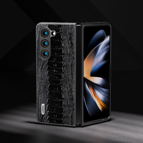 For Samsung Galaxy Z Fold5 ABEEL Genuine Leather Weilai Series Phone Case(Black)