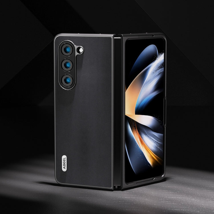 For Samsung Galaxy Z Fold5 ABEEL Genuine Leather Xiaoya Series Phone Case(Black)
