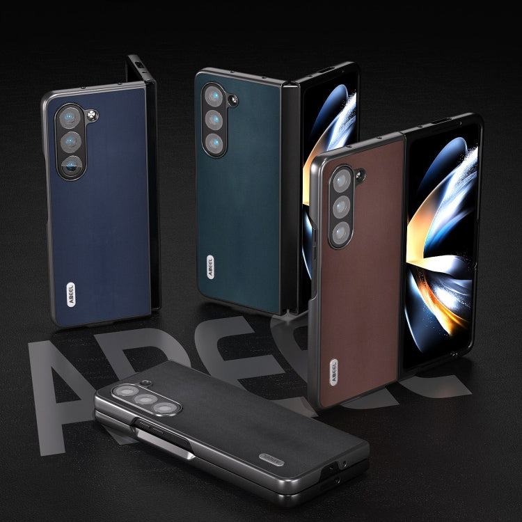 For Samsung Galaxy Z Fold5 ABEEL Genuine Leather Xiaoya Series Phone Case(Black)
