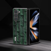 For Samsung Galaxy Z Fold5 ABEEL Genuine Leather Mahjong Texture Series Phone Case(Green)