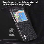 For Samsung Galaxy Z Flip5 ABEEL Genuine Leather Sky Series Black Edge Phone Case(Black)