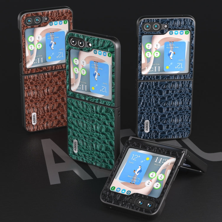 For Samsung Galaxy Z Flip5 ABEEL Genuine Leather Sky Series Black Edge Phone Case(Black)