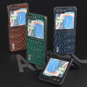 For Samsung Galaxy Z Flip5 ABEEL Genuine Leather Sky Series Black Edge Phone Case(Black)