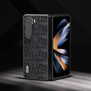 For Samsung Galaxy Z Fold5 ABEEL Genuine Leather Sky Series Black Edge Phone Case(Black)