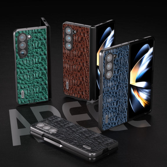 For Samsung Galaxy Z Fold5 ABEEL Genuine Leather Sky Series Black Edge Phone Case(Black)