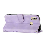 For Huawei Y6 2019 Line Pattern Skin Feel Leather Phone Case(Light Purple)
