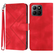 For Honor 70 Lite Line Pattern Skin Feel Leather Phone Case(Red)