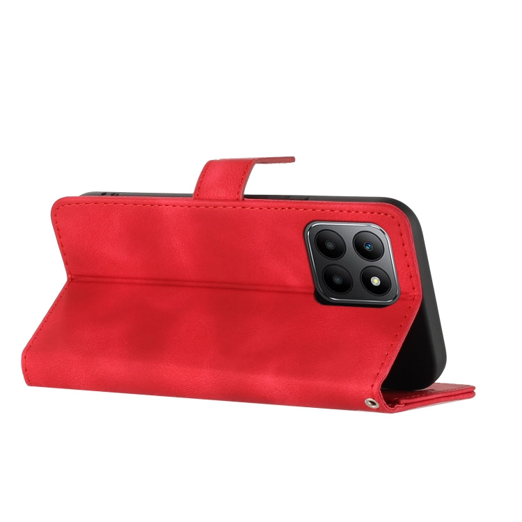 For Honor 70 Lite Line Pattern Skin Feel Leather Phone Case(Red)