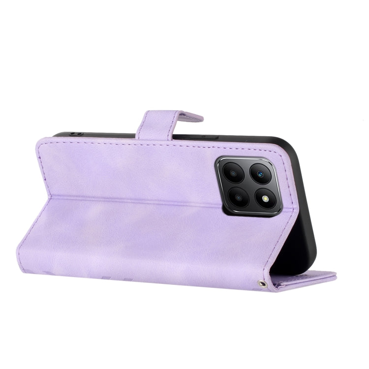 For Honor 70 Lite Line Pattern Skin Feel Leather Phone Case(Light Purple)