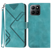 For Honor 70 Lite Line Pattern Skin Feel Leather Phone Case(Light Blue)