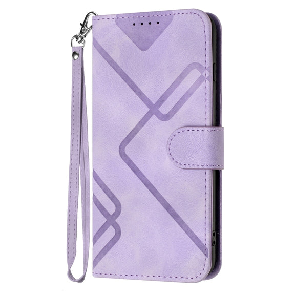For Honor Magic5 Lite 5G Line Pattern Skin Feel Leather Phone Case(Light Purple)