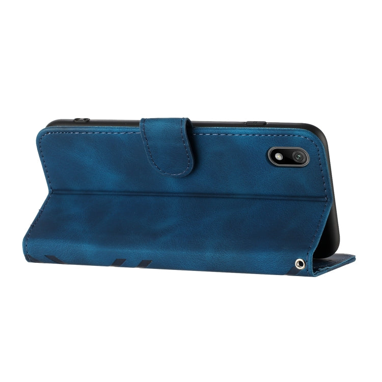 For Honor 8S Line Pattern Skin Feel Leather Phone Case(Royal Blue)