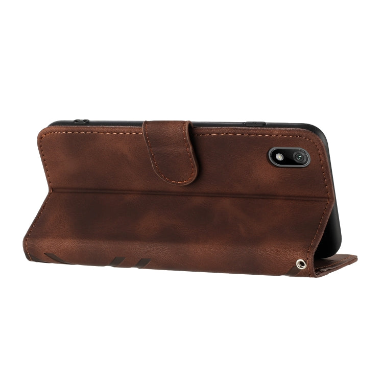 For Honor 8S Line Pattern Skin Feel Leather Phone Case(Coffee)