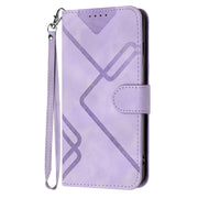 For Honor 8S Line Pattern Skin Feel Leather Phone Case(Light Purple)