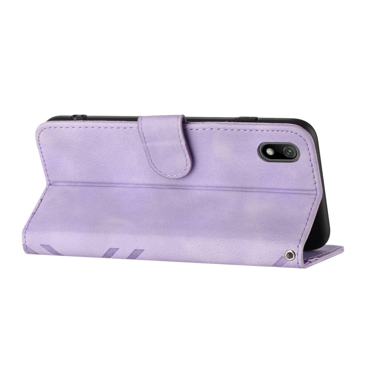 For Honor 8S Line Pattern Skin Feel Leather Phone Case(Light Purple)