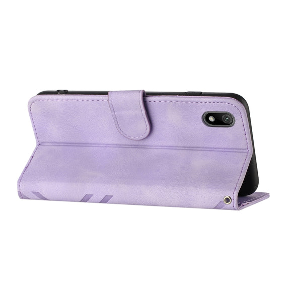 For Honor 8S Line Pattern Skin Feel Leather Phone Case(Light Purple)