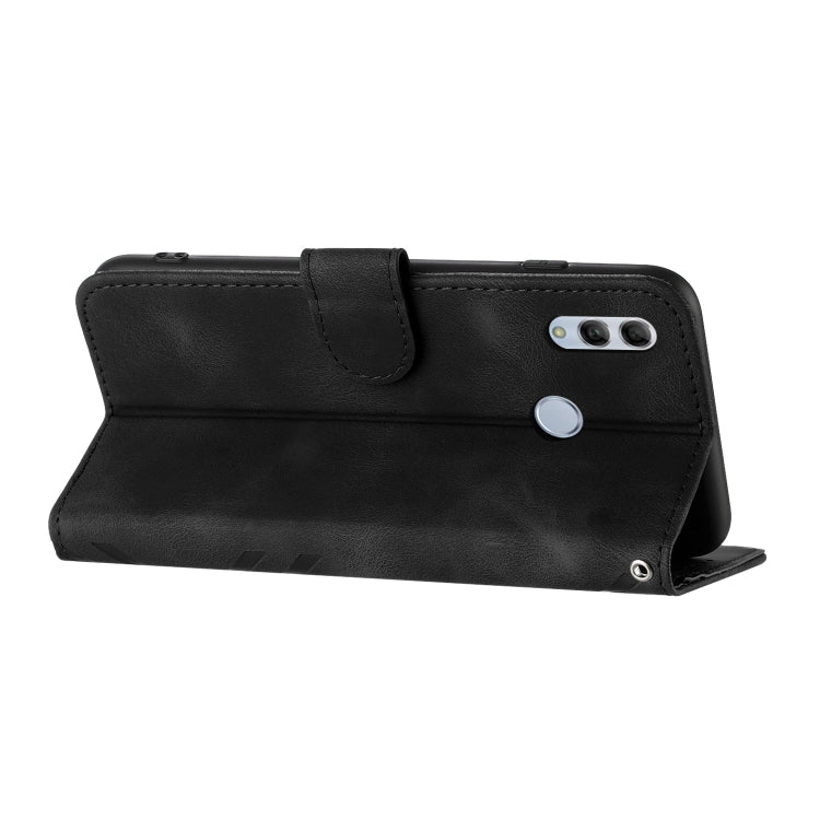 For Honor 10 Lite Line Pattern Skin Feel Leather Phone Case(Black)