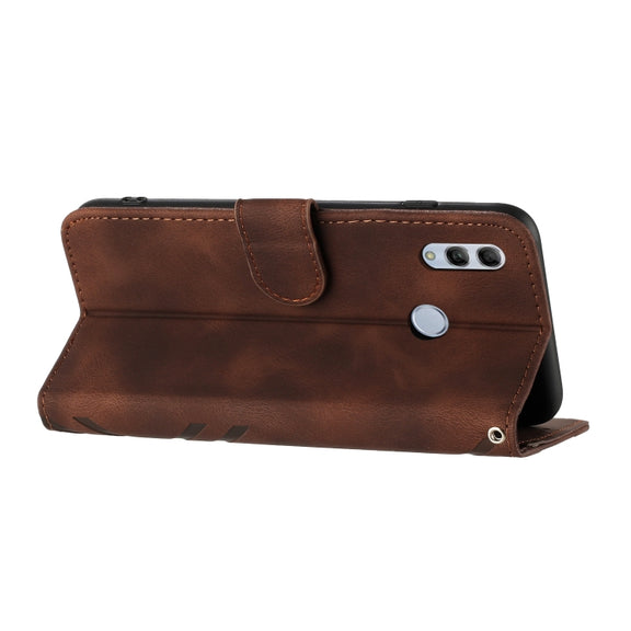 For Honor 10 Lite Line Pattern Skin Feel Leather Phone Case(Coffee)