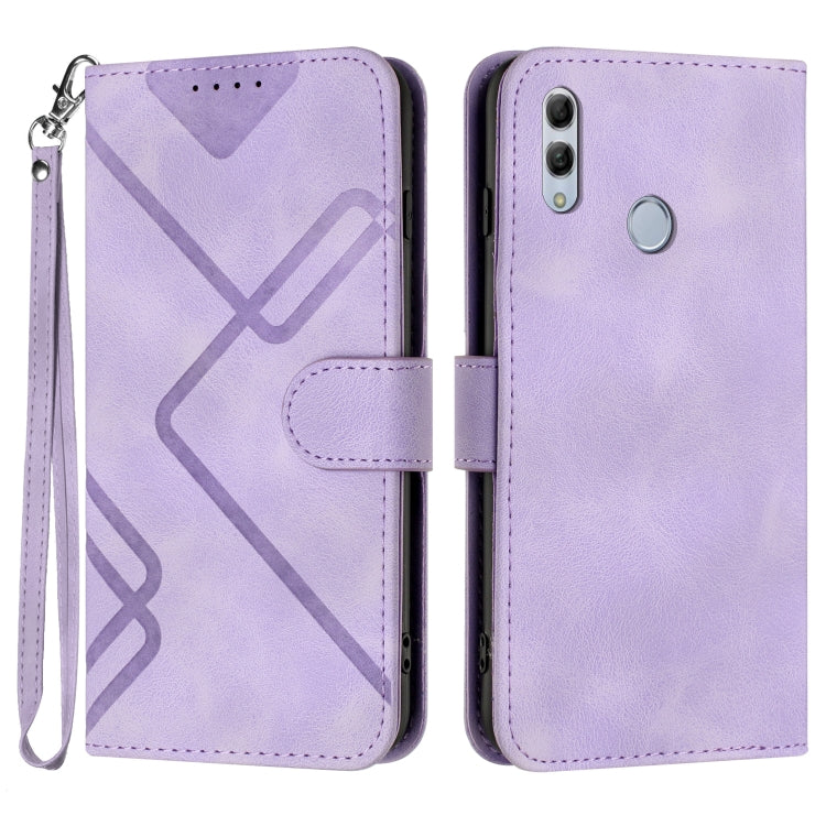 For Honor 10 Lite Line Pattern Skin Feel Leather Phone Case(Light Purple)