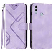 For Honor 10 Lite Line Pattern Skin Feel Leather Phone Case(Light Purple)