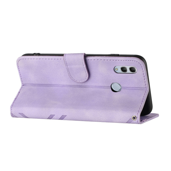 For Honor 10 Lite Line Pattern Skin Feel Leather Phone Case(Light Purple)