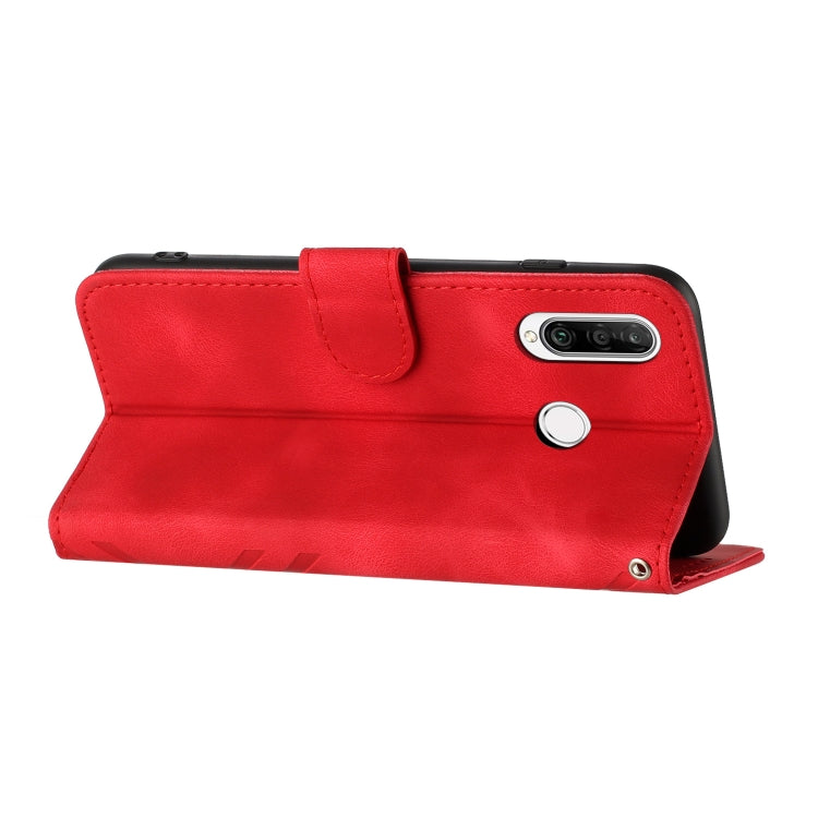 For Honor 20S Russia /20 lite Russia  Line Pattern Skin Feel Leather Phone Case(Red)