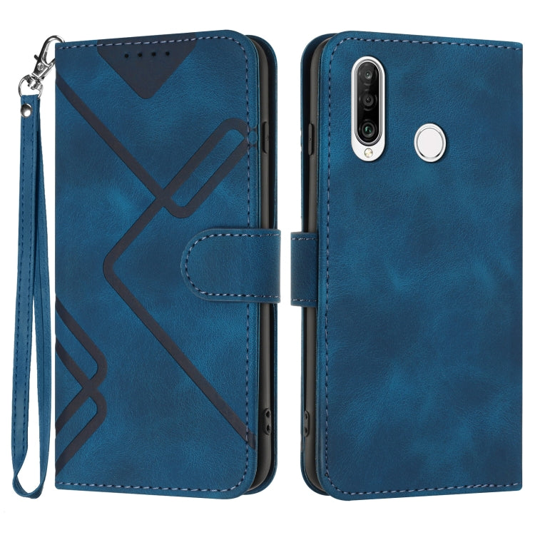 For Honor 20S Russia /20 lite Russia  Line Pattern Skin Feel Leather Phone Case(Royal Blue)