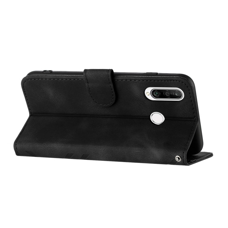For Honor 20S Russia /20 lite Russia  Line Pattern Skin Feel Leather Phone Case(Black)