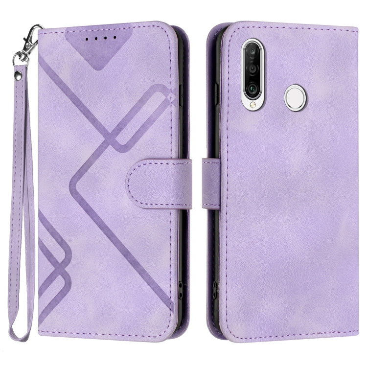 For Honor 20S Russia /20 lite Russia  Line Pattern Skin Feel Leather Phone Case(Light Purple)
