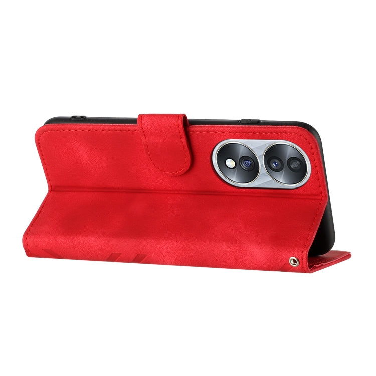 For Honor 70 Line Pattern Skin Feel Leather Phone Case(Red)