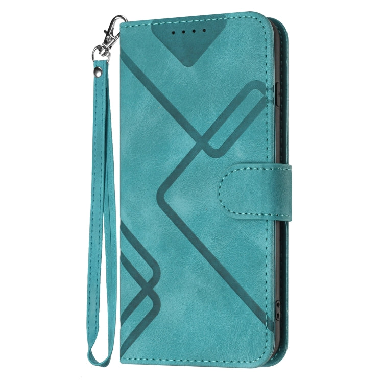 For Honor 70 Line Pattern Skin Feel Leather Phone Case(Light Blue)