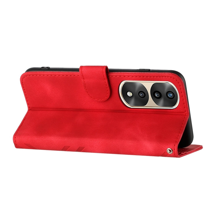 For Honor 70 Pro / 70 Pro+ Line Pattern Skin Feel Leather Phone Case(Red)