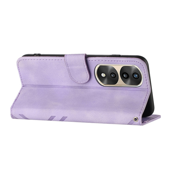 For Honor 70 Pro / 70 Pro+ Line Pattern Skin Feel Leather Phone Case(Light Purple)