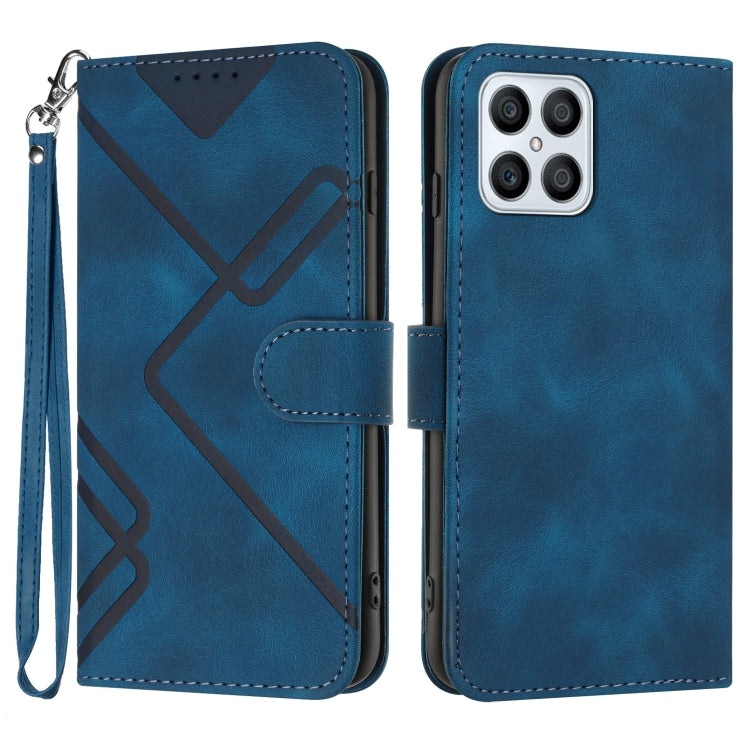 For Honor X8 4G/X30i/Play6T Pro Line Pattern Skin Feel Leather Phone Case(Royal Blue)