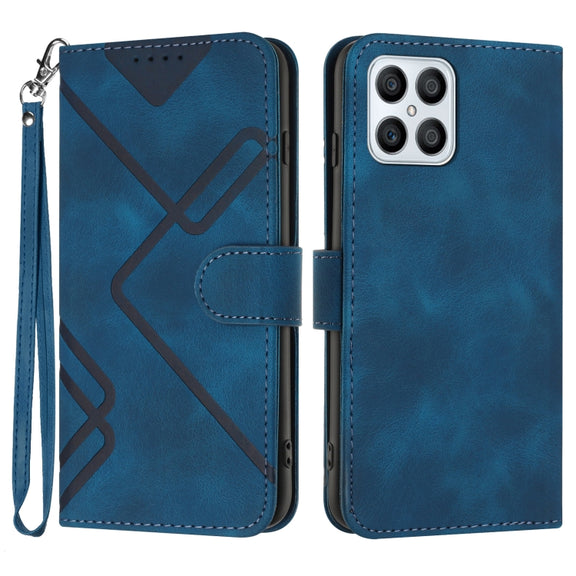 For Honor X8 4G/X30i/Play6T Pro Line Pattern Skin Feel Leather Phone Case(Royal Blue)