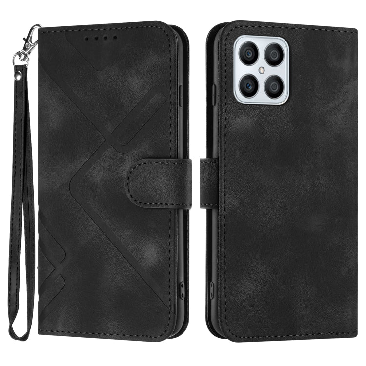 For Honor X8 4G/X30i/Play6T Pro Line Pattern Skin Feel Leather Phone Case(Black)