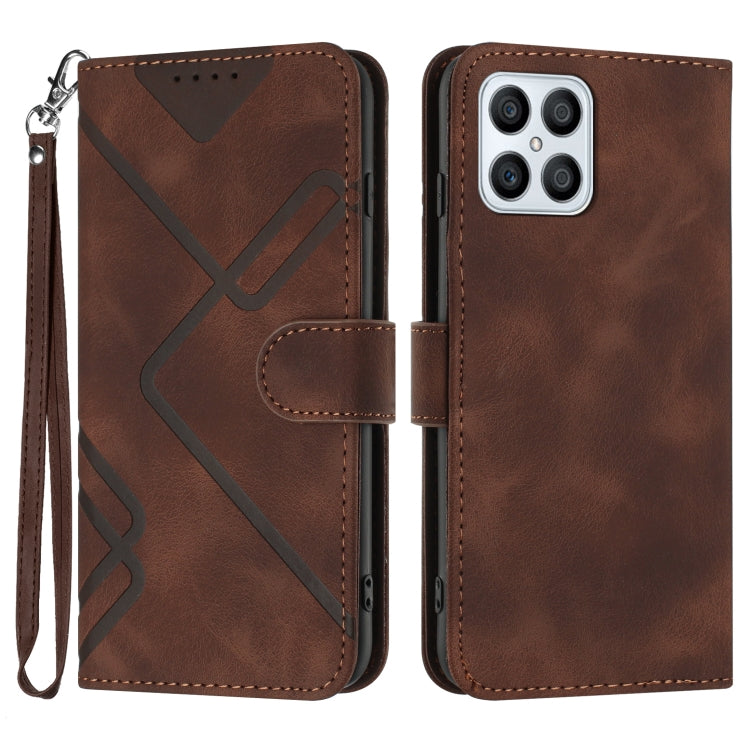 For Honor X8 4G/X30i/Play6T Pro Line Pattern Skin Feel Leather Phone Case(Coffee)