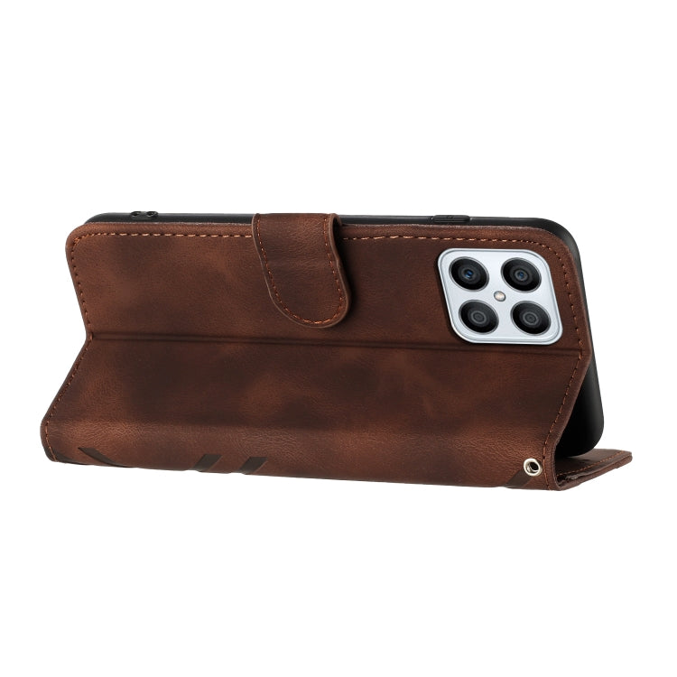 For Honor X8 4G/X30i/Play6T Pro Line Pattern Skin Feel Leather Phone Case(Coffee)