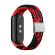 For Xiaomi Mi Band 8 Adjustable Nylon Braided Steel Buckle Watch Band(Red Black) -  by PMC TechLife | Online Shopping South Africa | PMC TechLife
