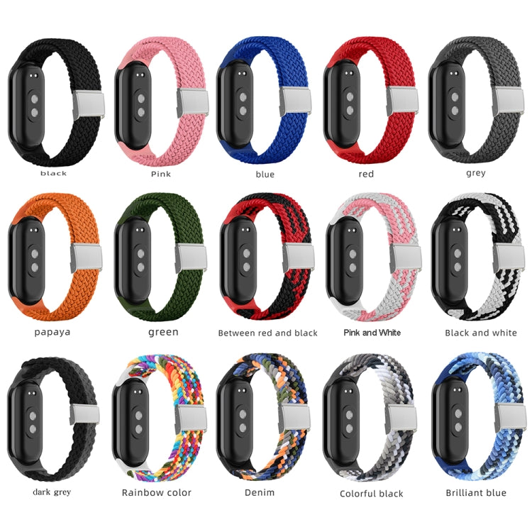 For Xiaomi Mi Band 8 Adjustable Nylon Braided Steel Buckle Watch Band(Red)