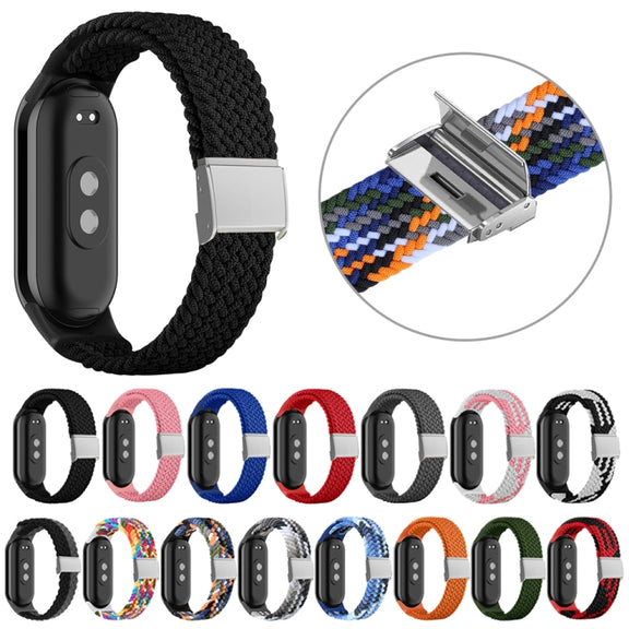 For Xiaomi Mi Band 8 Adjustable Nylon Braided Steel Buckle Watch Band(Blue)