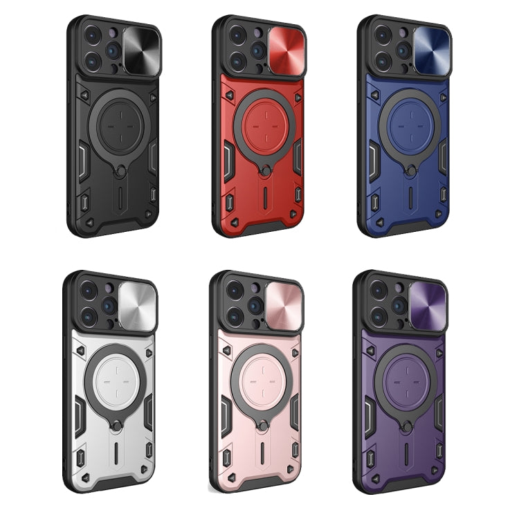 For iPhone 14 Pro Max CD Texture Sliding Camshield Magnetic Holder Phone Case(Black)