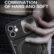 For iPhone 12 CD Texture Sliding Camshield Magnetic Holder Phone Case(Black)