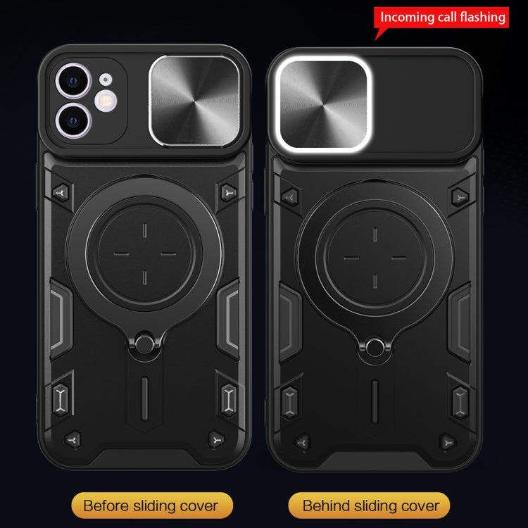 For iPhone 12 CD Texture Sliding Camshield Magnetic Holder Phone Case(Red)