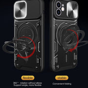 For iPhone 12 CD Texture Sliding Camshield Magnetic Holder Phone Case(Purple)